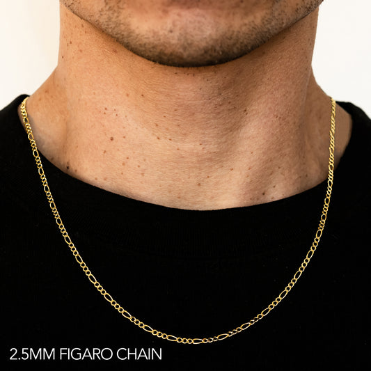 10K 2.5MM YELLOW GOLD HOLLOW FIGARO 22" CHAIN NECKLACE