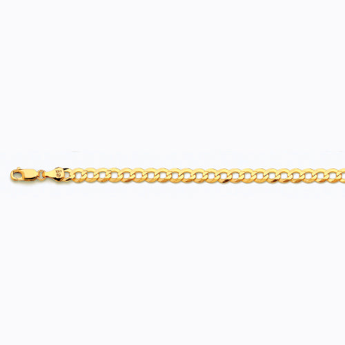 10K 5.5MM YELLOW GOLD SOLID CURB 7.5" CHAIN BRACELET