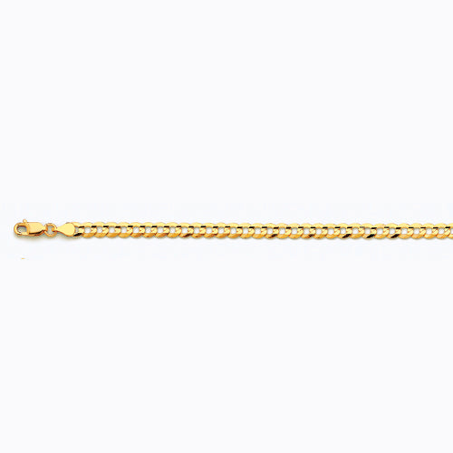 10K 4.5MM YELLOW GOLD SOLID CURB 7.5" CHAIN BRACELET