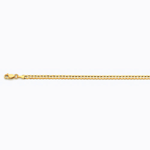 10K 3.5MM YELLOW GOLD SOLID CURB 7.5" CHAIN BRACELET