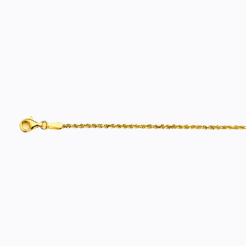 10K 1.5MM YELLOW GOLD SOLID DC ROPE 7" CHAIN BRACELET