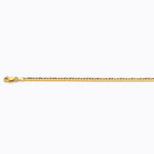 10K 3MM YELLOW GOLD SOLID CURB 7.5" CHAIN BRACELET