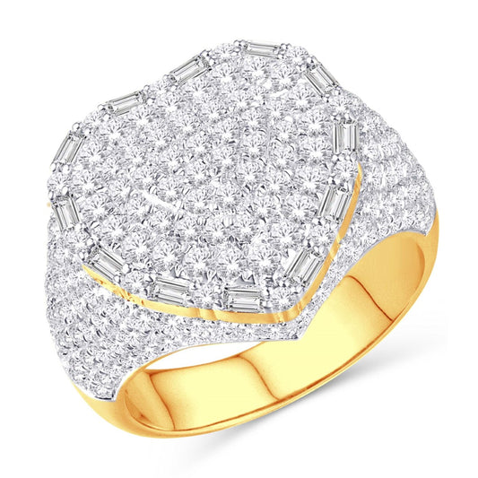 14K Yellow Gold 2.31 Carat Round and Baguette Diamond Heart Ladies Ring-0226091-YG