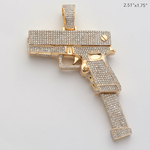 10KY 2.15CTW DIAMOND GUN PENDANT WITH EXTENDED MAG